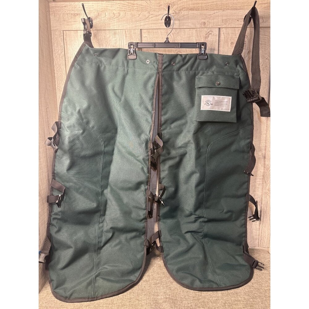 Chainsaw Chaps Adj Protective Gear ASTM Certified Green 6 Layer Leg Protection